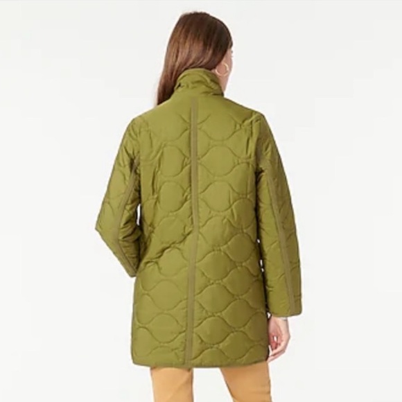 J. Crew -Quilted Cocoon Puffer with PrimaLoft Warm Olive - Picture 5 of 12